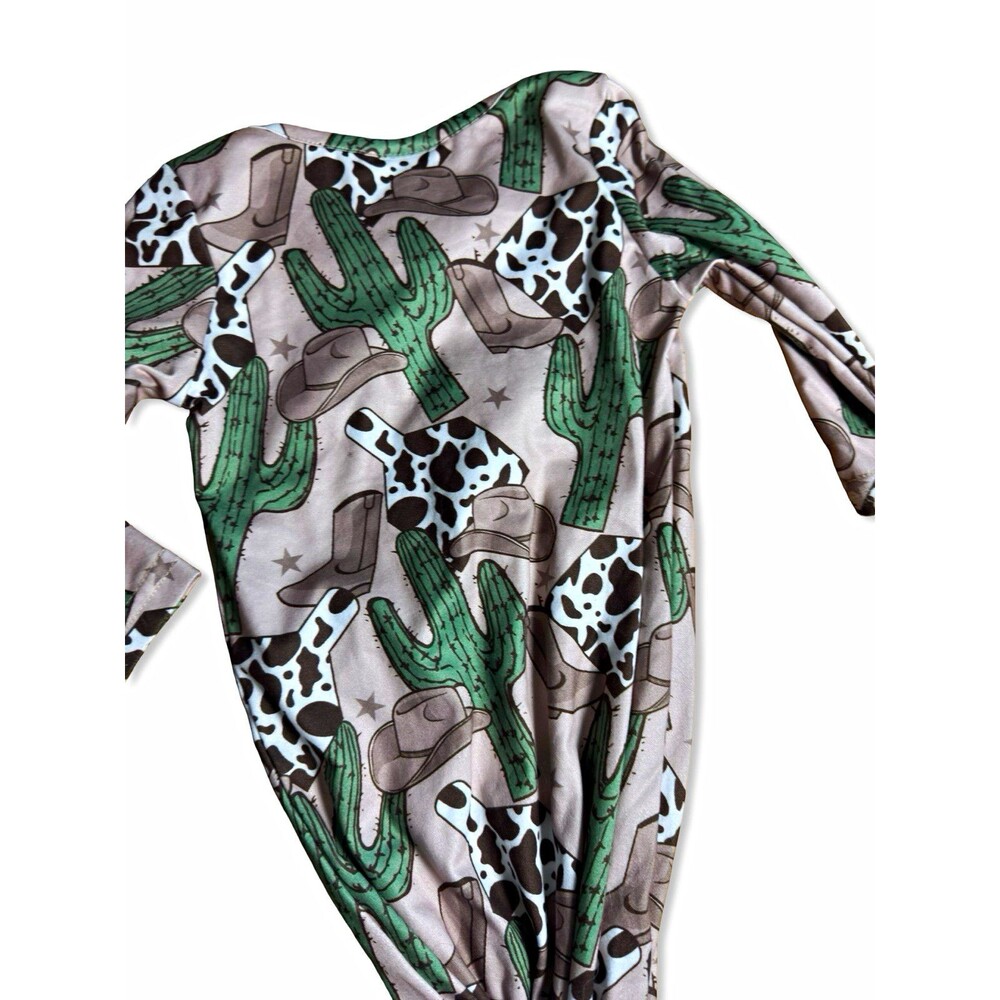 Baby Toddler Unisex Western Cowboy Cactus Gown One Size Long Sleeve Round Neck